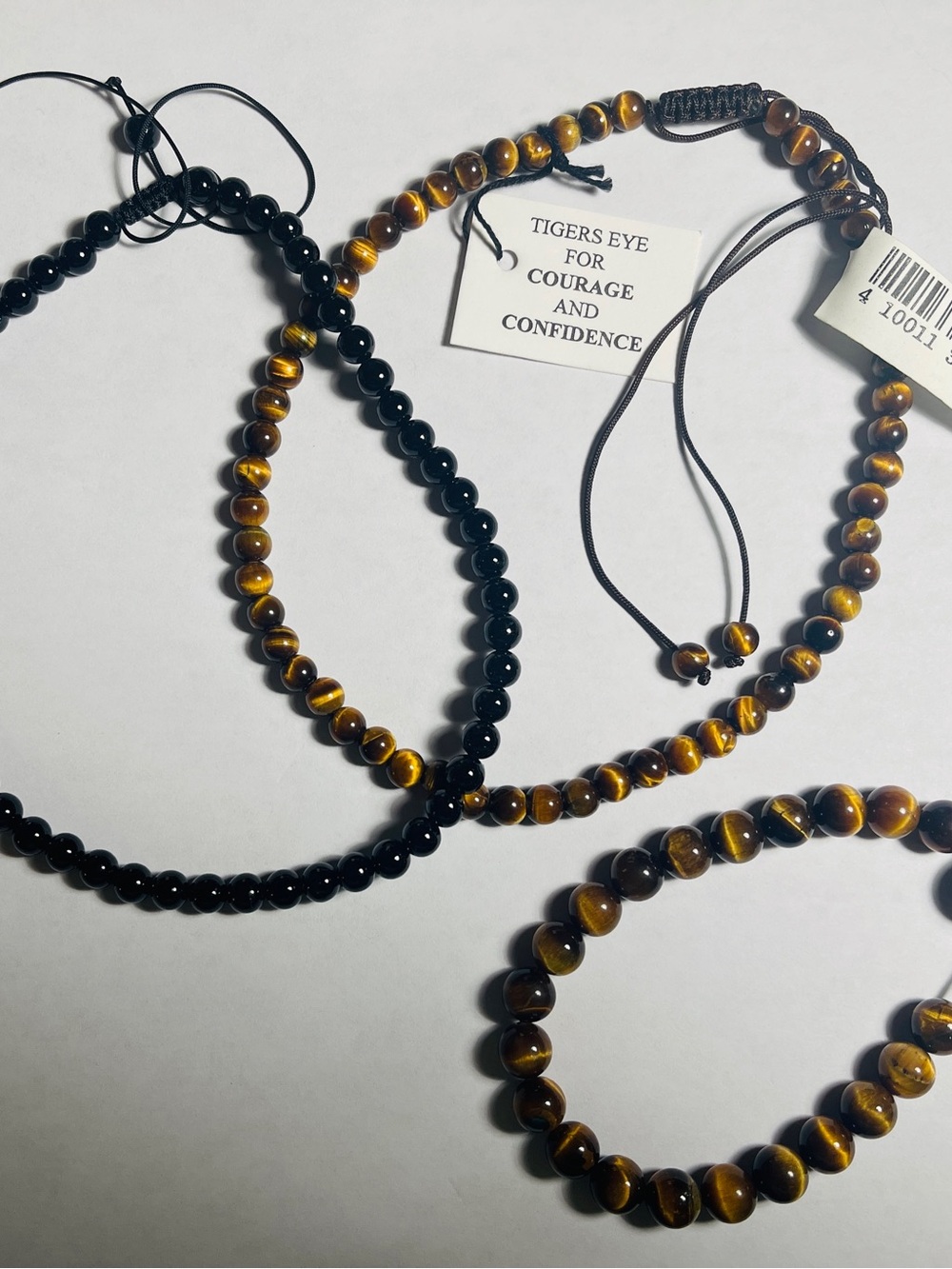 Tiger's Eye Beaded Bracelet Necklace - Brown and Gold Tones